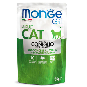 MONGE CAT GRILL RABBIT konservi kaķiem Trusis želejā 85g