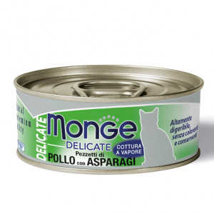 MONGE CAT DELICATE CHICKEN ASPARAGUS konservi kaķiem Vista, sparģeļi 80g