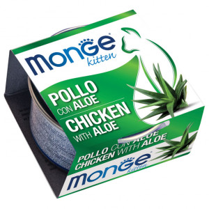 MONGE CAT FRUITS CHICKEN ALOE KITTEN konservi kaķēniem Vista, alveja 80g