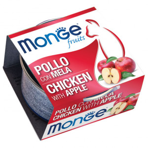 MONGE CAT FRUITS CHICKEN APPLES konservi kaķiem Vista, āboli 80g