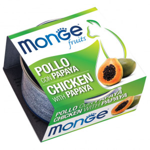 MONGE CAT FRUITS CHICKEN PAPAYA konservi kaķiem Vista, papaija 80g