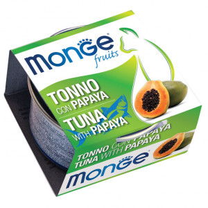 MONGE CAT FRUITS TUNA PAPAYA konservi kaķiem Tuncis, papaija 80g