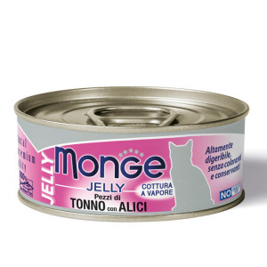 MONGE CAT JELLY FLAKES TUNA ANCHOVIES konservi kaķiem Tuncis, anšovi 80g