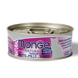 MONGE CAT NATURAL TUNA konservi kaķiem Tuncis, vista, liellops 80g