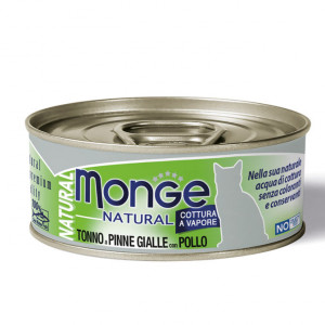 MONGE CAT NATURAL YELLOWFIN TUNA konservi kaķiem Dzeltenspuru tunzivis, vista 80g