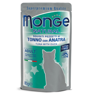 MONGE CAT NATURAL POUCHES TUNA konservi kaķiem Tuncis, pīle 80g