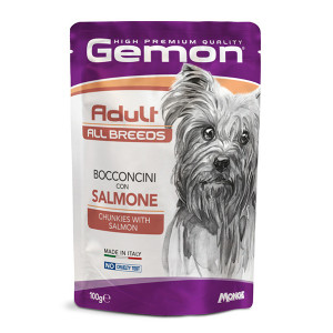 GEMON DOG POUCHES SALMON suņu konservi gabaliņi Lasis 100g