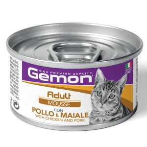 GEMON CAT MOUSSE CHICKEN PORK konservi kaķiem krēms Vista, cūkgaļa 85g