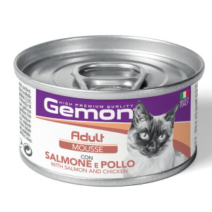 GEMON CAT MOUSSE SALMON CHICKEN konservi kaķiem krēms Lasis, vista 85g