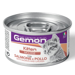 GEMON CAT MOUSSE KITTEN SALMON CHICKEN  konservi kaķēniem krēms Lasis, vista 85g