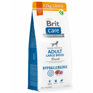 BRIT CARE HYPOALLERGENIC LARGE BREED LAMB sausā barība suņiem Jērs 12kg+2kg