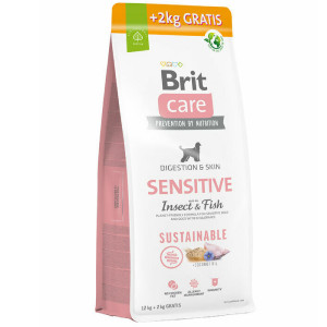 BRIT CARE SENSITIVE INSECT & FISH sausā barība suņiem Kukaiņi, zivis 12kg+2kg