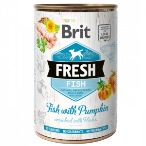 BRIT FRESH FISH & PUMPKIN konservi suņiem Zivis, ķirbis 400g