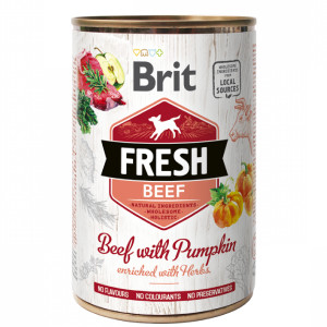 BRIT FRESH BEEF & PUMPKIN konservi suņiem Liellops, ķirbis 400g