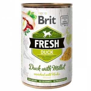 BRIT FRESH DUCK & MILLET konservi suņiem Pīle, prosa 400g