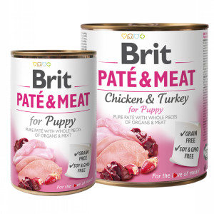 BRIT CARE PATE & MEAT CHICKEN PUPPY konservi kucēniem Vista, tītars 400g