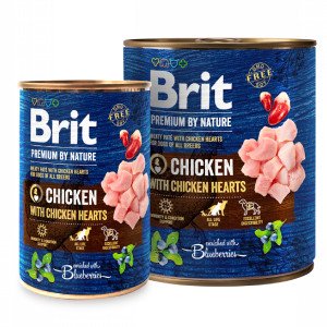 BRIT PREMIUM BY NATURE CHICKEN HEARTS konservi suņiem Vista, vistu sirdis 800g