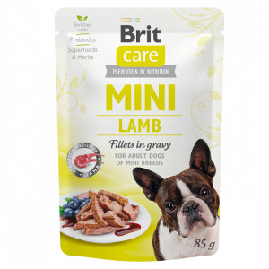 BRIT CARE MINI LAMB FILLETS IN GRAVY konservi suņiem Jērs mērcē 85g