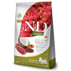 Natural & Delicious DOG GF ADULT SKIN COAT S bezgraudu sausā barība suņiem Pīle, kvinoja 7kg