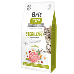 BRIT CARE CAT GF STERILIZED IMMUNITY bezgraudu sausā barība kaķiem Cūkgaļa 7kg