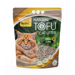 PERFECT CAT TOFU pakaiši kaķu tualetēm no sojas šķiedrām ar ogli Charcoal 2.6kg 6L