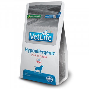 VET LIFE DOG HYPOALLERGENIC PORK sausā barība suņiem Pārtikas alerģijas 12kg