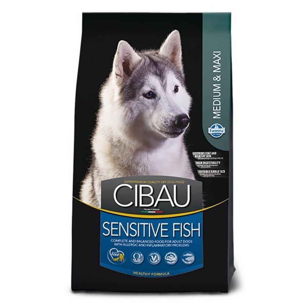 Cibau Sensitive Fish Medium Maxi sausā suņu barība ar zivīm 12+2 kg
