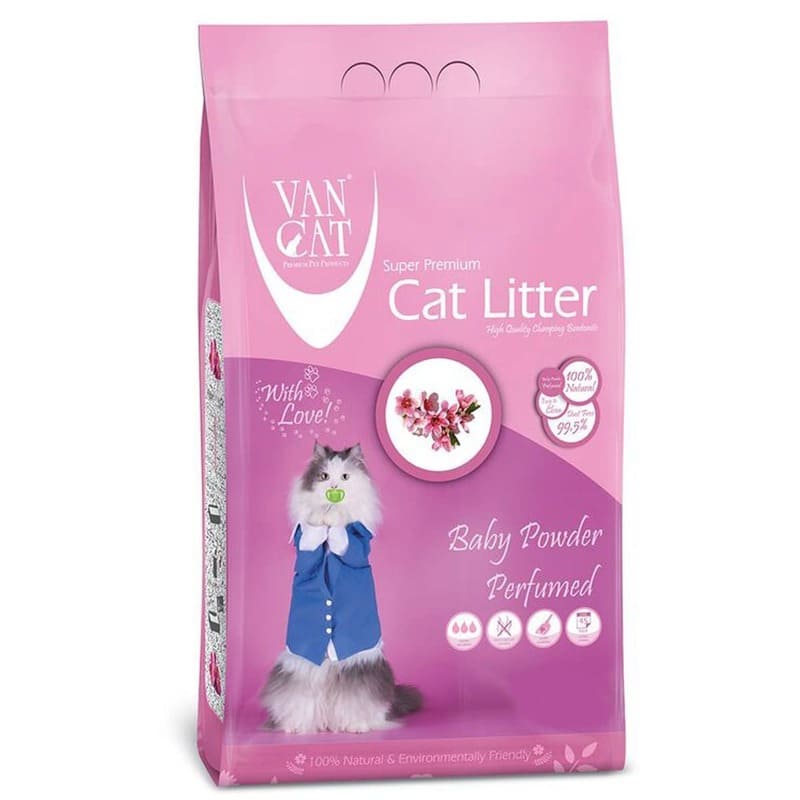 Van Cat Compact kaķu smiltis cementējošas ar bērnu pūdera aromātu 15 kg