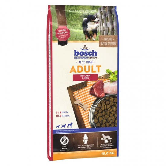 Bosch Adult Lamb Rice sausā barība suņiem Jērs, rīsi 15kg
