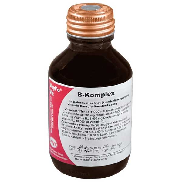 VEYFO B-COMPLEX vitamīnu šķīdums suņiem, kaķiem, mājlopiem 100ml