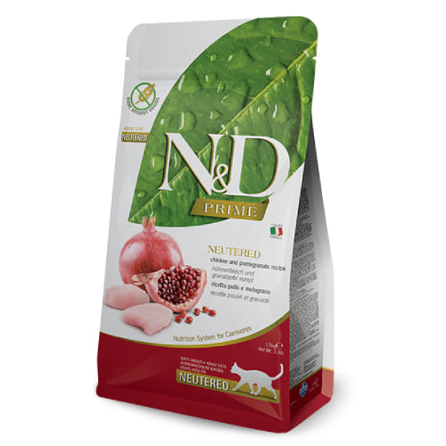 FARMINA N&D CAT GF PRIME CHICKEN NEUTERED kaķu barība Vista, granātābols 1.5kg