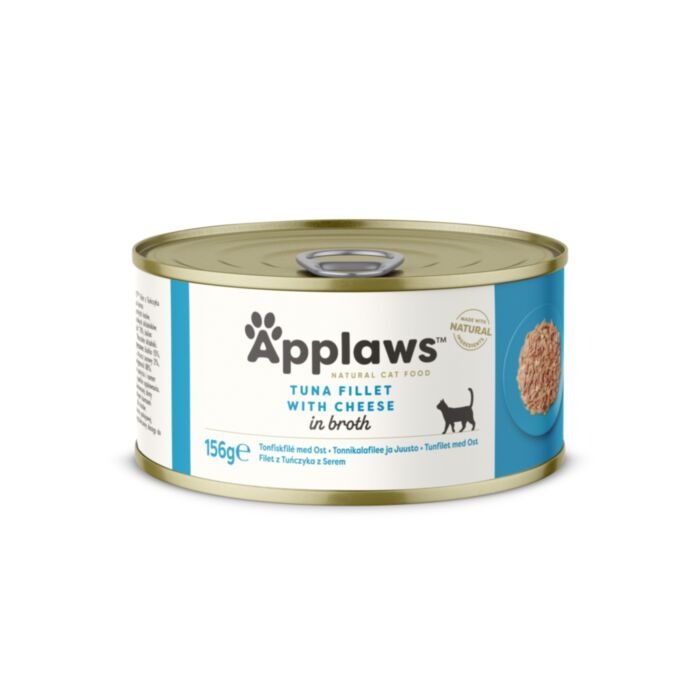 APPLAWS CAT TUNA CHEESE kaķu konservi Tuncis, siers buljonā 156g