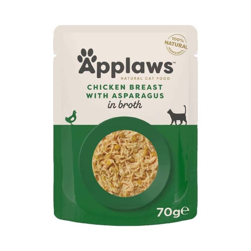 APPLAWS CAT POUCH CHICKEN ASPARAGUS konservi kaķiem Vista, sparģeli  buljonā 70g