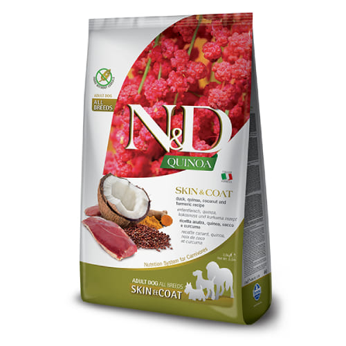 FARMINA N&D DOG GF QUINOA DUCK SKIN COAT ALL suņu barība Pīle, kvinoja 2.5kg