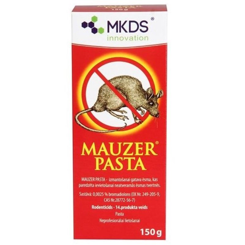 MAUZER PASTA žurku inde peļu un žurku iznīcīnāšanai 150g