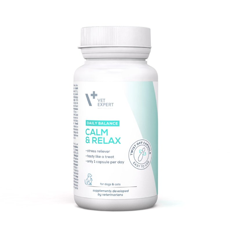 VetExpert Calm & Relax nomierinošas kapsulas pret stresu suņiem un kaķiem N30