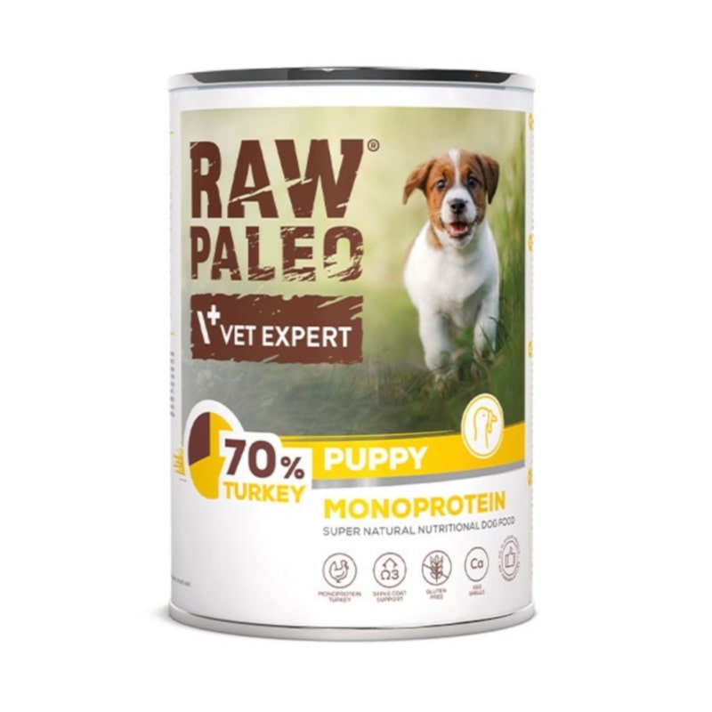 RAW PALEO DOG PUPPY  TURKEY konservi kucēniem Tītars 400g