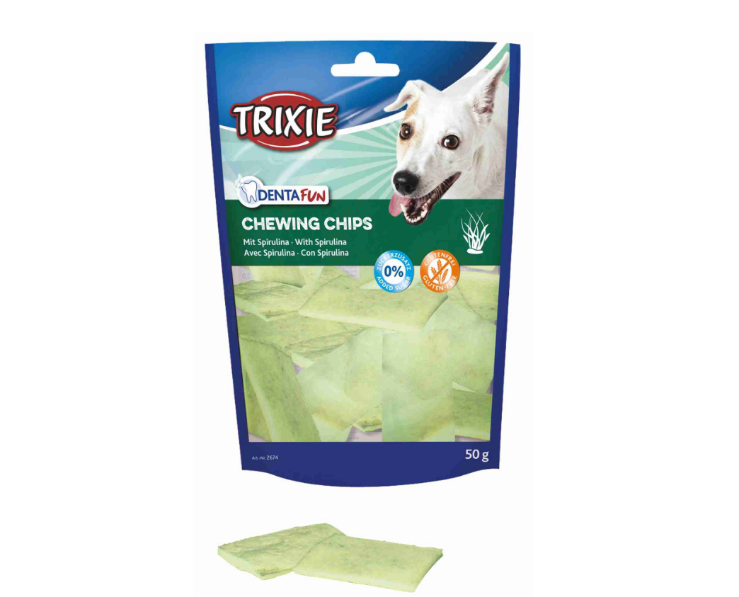 TRIXIE CHIPS SPIRULINA gardums suņiem Košļājamie čipsi 50g