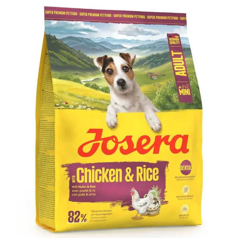 Josera Mini Adult Chicken & Rice sausā suņu barība mazajām šķirnēm ar vistu 900 g