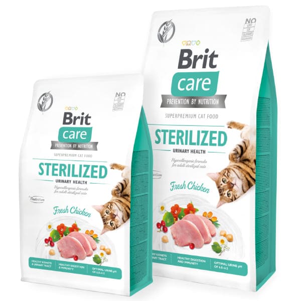 BRIT CARE CAT STERILIZED URINARY sausā kaķu barība Vista 2kg