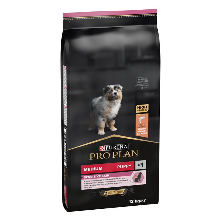 Pro Plan Puppy Medium Sensitive Skin suņu barība kucēniem jutīgai ādai ar lasi 12 kg