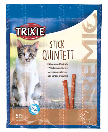 TRIXIE STICK QUINTETT gardums kaķiem Nūjiņas ar jēru un tītaru 5gb