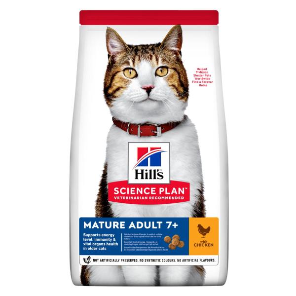 HILL`S SP CAT MATURE 7+ CHICKEN sausā kaķu barība Vista 1.5kg