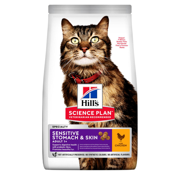 HILL`S SP CAT SENSITIVE STOMACH & SKIN sausā kaķu barība Vista 1.5kg
