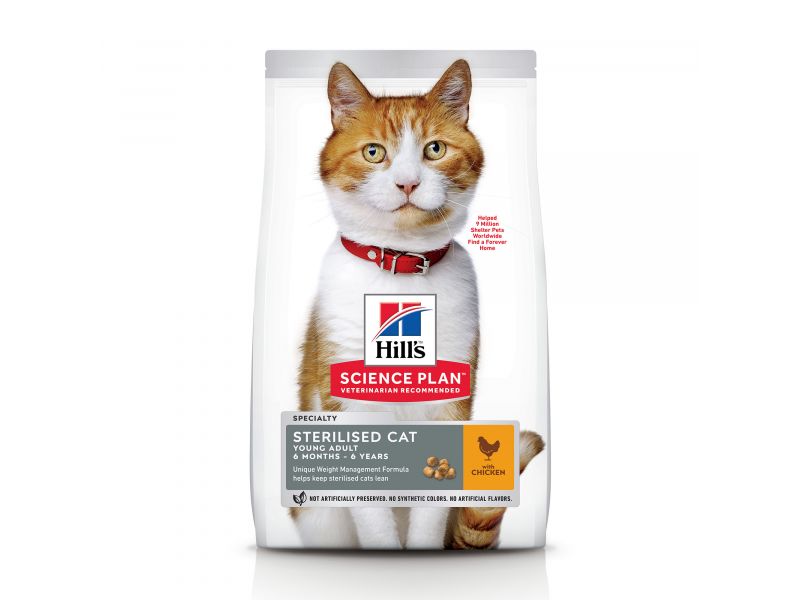 HILL`S SP CAT STERILISED CHICKEN sausā kaķu barība Vista 3kg