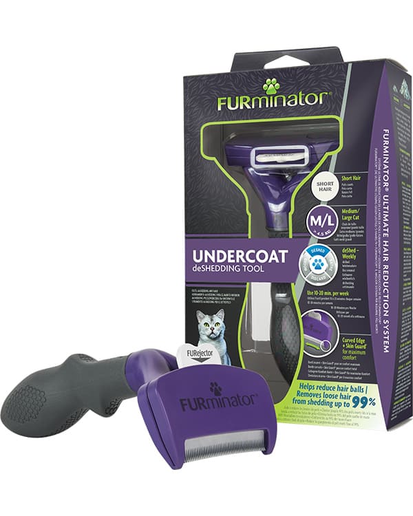 FURminator kaķiem Short Hair M/L pavilnas ķemme īsspalvainiem kaķiem virs 4.5 kg