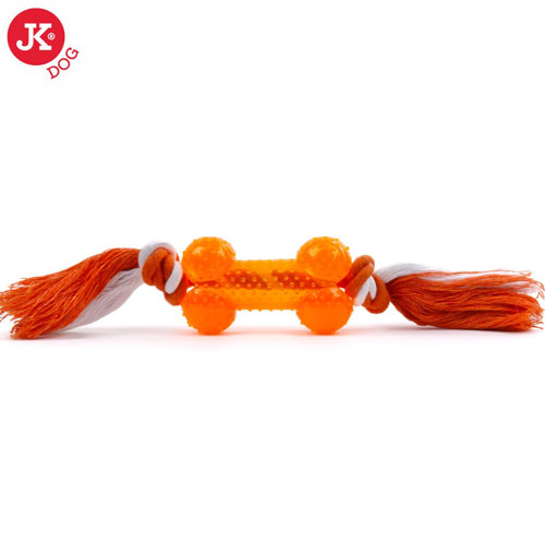 JK suņu rotaļlieta Virve ar kaulu Orange 8.5cm