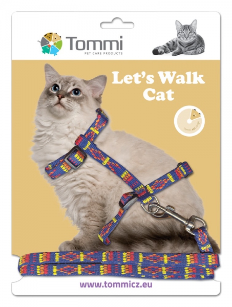 Tommi kaķu iemaukti krūšu siksna un pavada kaķiem 20-30cm/10mm, 120cm