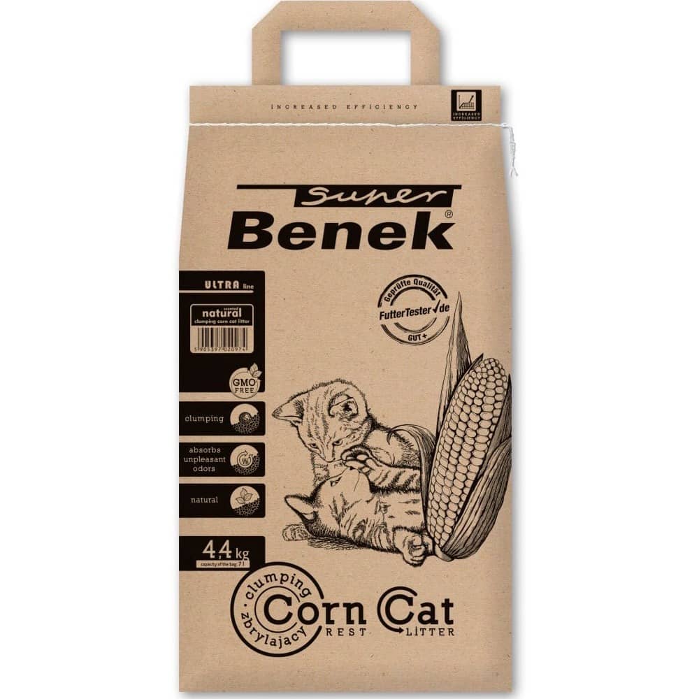 Super Benek kukurūzas pakaiši kaķiem bez aromāta 4.4 kg 7 L
