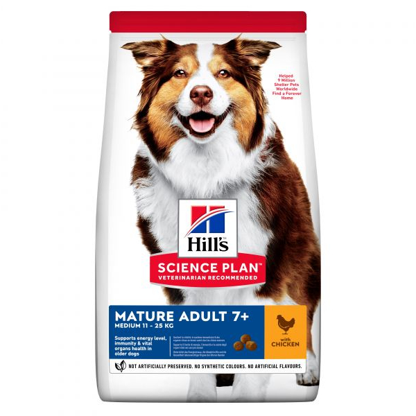 HILL`S SP DOG MEDIUM MATURE 7+ sausā barība suņiem Vista 14kg